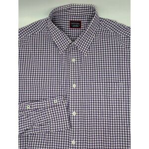 Untuckit Shirt Mens 2XL Long Sleeve‎ Purple Check Gingham Cotton Lightweight